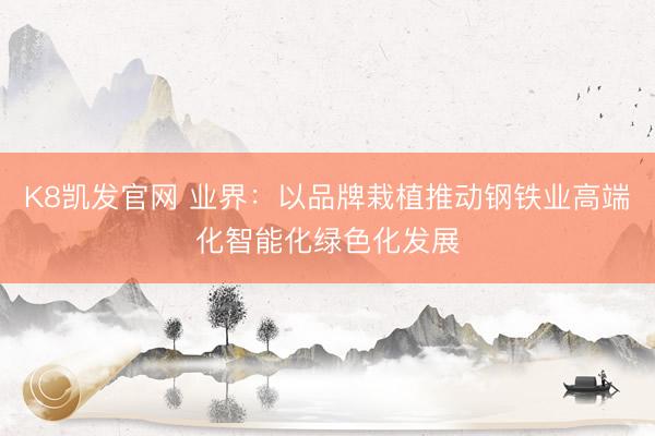 K8凯发官网 业界：以品牌栽植推动钢铁业高端化智能化绿色化发展