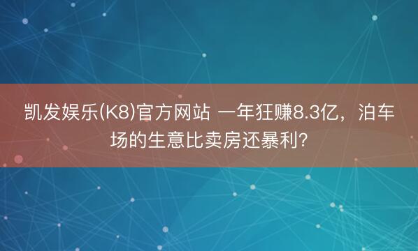 凯发娱乐(K8)官方网站 一年狂赚8.3亿，泊车场的生意比卖房还暴利？