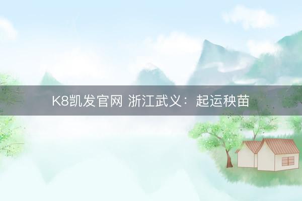 K8凯发官网 浙江武义：起运秧苗