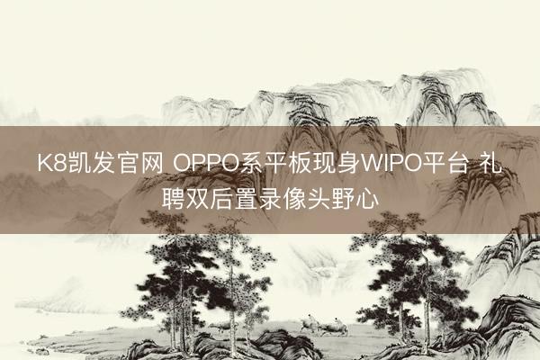 K8凯发官网 OPPO系平板现身WIPO平台 礼聘双后置录像头野心