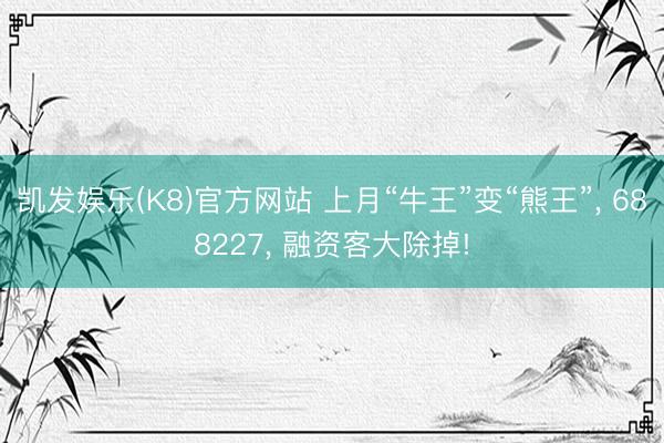 凯发娱乐(K8)官方网站 上月“牛王”变“熊王”， 688227， 融资客大除掉!