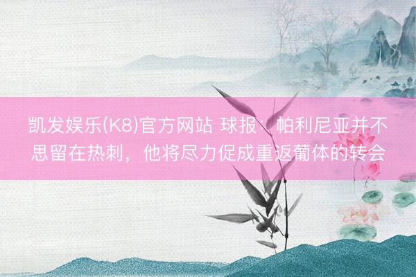 凯发娱乐(K8)官方网站 球报：帕利尼亚并不思留在热刺，他将尽力促成重返葡体的转会