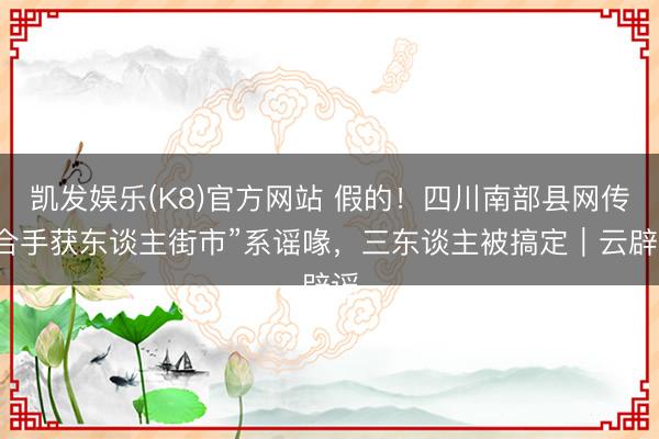 凯发娱乐(K8)官方网站 假的！四川南部县网传“合手获东谈主街市”系谣喙，三东谈主被搞定｜云辟谣