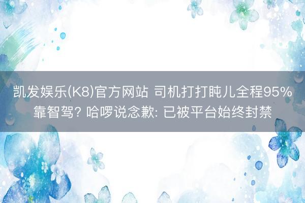 凯发娱乐(K8)官方网站 司机打打盹儿全程95%靠智驾? 哈啰说念歉: 已被平台始终封禁